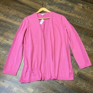 NEW Talbots Pink Long Sleeve Open Front Cardigan Sweater Womens XL Perforated
